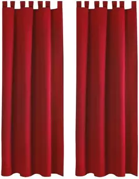 2 петли для штор Ellen, включая подхваты и крючки (красные), размер: 140x245 см. Bestlivings, красный