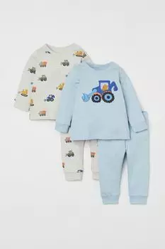 2 пижамы H&amp;M, голубой/экскаватор