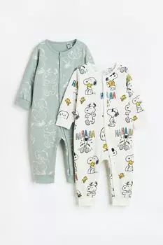 2 пижамы с принтом H&amp;M, светло-зеленый/снупи