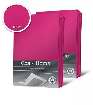 2 приталенные простыни розово-пурпурные 180х200 см - комплект из джерси 200х200 см One-Home, розовый