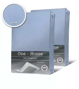 2 приталенные простыни светло-голубого цвета ледяного цвета 180x200 см - комплект из джерси 200x200 см One-Home