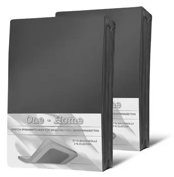 2 простыни размером 140–160 x 200–220 см, антрацит, эластан, пружинная кровать, водяная кровать One-Home, серый