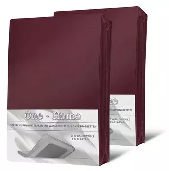 2 простыни размером 180x200–200x220 см, бордовый, эластан, пружинная кровать, водяная кровать One-Home
