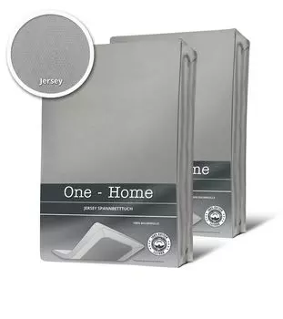 2 простыни с топпером серебристого цвета 140x200 см - комплект из джерси и хлопка 160x200 см One-Home