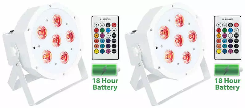 Аккумуляторная батарея Rockville Battery PAR 61 White RGBWA + UV DMX DJ Up-Lights + Пульты Battery PAR 61 White