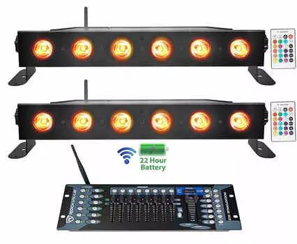 Перезаряжаемые световые панели 2 Rockville Best STRIP 60 Black + беспроводной контроллер DMX Best STRIP 60 + Rockforce W2