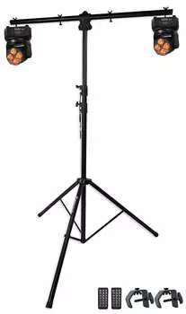 (2) Rockville RockOn-7 40 Вт RGBW Подвижная головка DMX Spot Beam Lights + подставка для штатива WALRVLS1+(2) RockOn-7