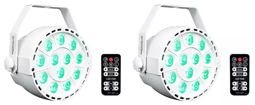 2) Rockville RockPAR TRI LED RGB Compact Par Can DJ DMX Wash Lights+Remote White (2) ROCKPAR TRI WHITE