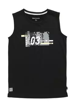 2 Рубашка Intake, принт спереди, без рукавов, детская Manguun, черный