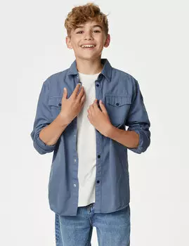 2 рубашки и футболка из чистого хлопка (6–16 лет) Marks & Spencer