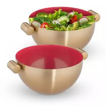 2 сервировочные миски из нержавеющей стали диаметр 20 см. Relaxdays, желтый