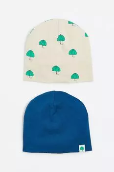 2 шапки из хлопкового джерси H&M, синий/зонты