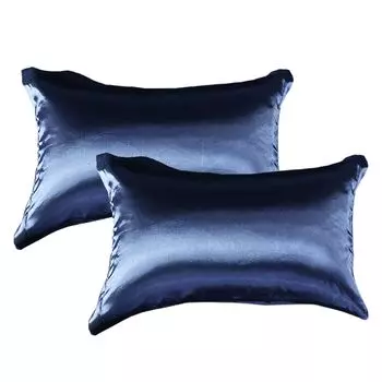 2 шелковые наволочки 48x74 см, застежка-конверт, антивозрастная наволочка, темно-синие CANDeal