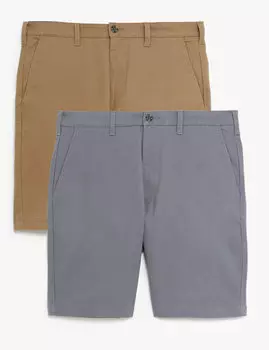 2 шт. эластичных шорт чинос Marks & Spencer, серый микс