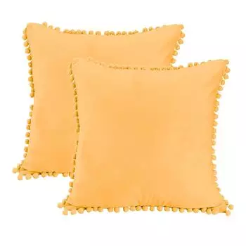 2 шт. чехол для подушки в стиле бохо с помпонами CUSZY и современный декор со скрытыми молниями бархатный чехол для подушки-желтый Stuttg