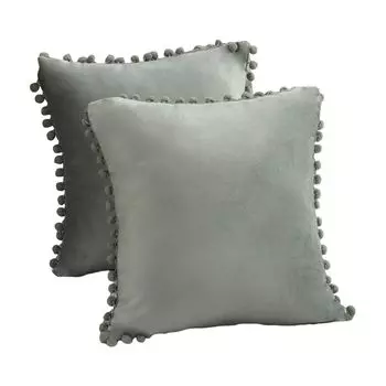 2 шт. чехол для подушки в стиле бохо с помпонами CUSZY и современный декор со скрытыми молниями бархатный чехол для подушки-серый Stuttg