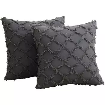 2 шт. декоративные наволочки, хлопчатобумажная сетка, тафтинговый поясничный декоративный чехол, наволочки для подушки сиденья дивана, светло-серый, 30*50 см ele eleoption, темно-серый