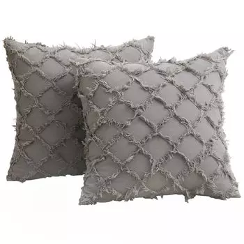 2 шт. декоративные наволочки, хлопчатобумажная сетка, тафтинговый поясничный декоративный чехол, наволочки для подушки сиденья дивана, светло-серый, 45*45 см ele eleoption