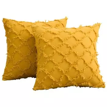 2 шт. декоративные наволочки из хлопчатобумажной сетки с тафтингом на поясничную декоративную подушку, чехлы для подушки сиденья дивана, желтый 30*50 см ele eleoption