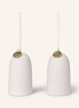2 шт - Декоративный кулон Ferm Living BELL CERAMIC, диаметр 4 см, белый/золотой