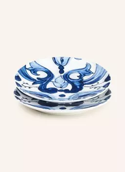 2 шт - Хлебная тарелка Dolce Gabbana Casa, диаметр 17 см, белый/синий