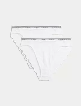 2 шт. кружевные трусики-шорты с высокой талией и высоким вырезом B by Boutique, белый