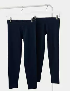2 шт. леггинсов из хлопка (6–16 лет) Marks & Spencer, темно-синий