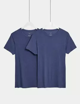 2 шт. Легкий термотермический топ с короткими рукавами Heatgen Marks & Spencer, деним
