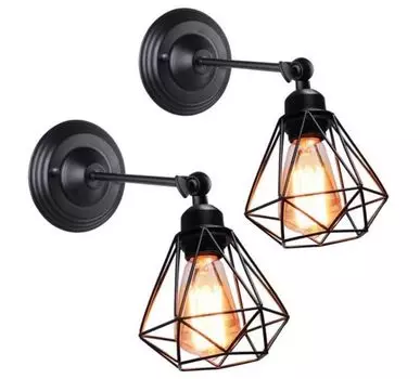 2 шт. настенный светильник, бра, настенный светильник, художественная промышленная лампа, 220 В, E27 OHMG, черный