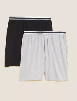 2 шт. пижамных шорт из чистого хлопка Marks & Spencer, серый микс