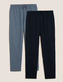 2 шт. пижамных штанов из чистого хлопка Marks & Spencer, синий микс