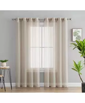 2 шт. полупрозрачная вуаль, оконные шторы, панели с люверсами для спальни, гостиной и детской комнаты HLC.me, бежевый