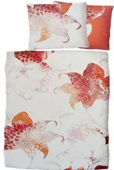 2 шт. Постельное белье Biber зимнее 135х200+80х80 см, 100% хлопок, белый, цветочный узор KH-Haushaltshandel