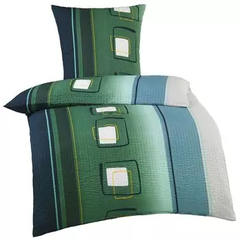 2 шт. Постельное белье из хлопка 135х200+80х80см, зеленое, с рисунком, микрофибра, без глажки KH-Haushaltshandel