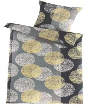 2 шт. Постельное белье из сирсакера 135х200+80х80см, серо-черный, точки/круги, без глажки KH-Haushaltshandel