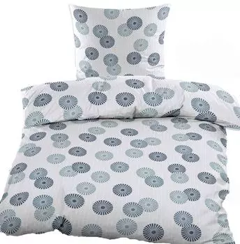 2 шт. Постельное белье из хлопка 135х200+80х80см, белое, круги/точки, без глажки KH-Haushaltshandel