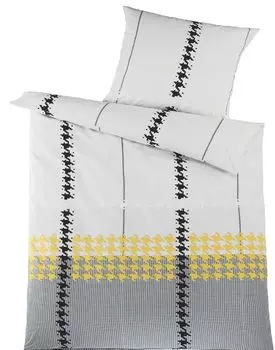 2 шт. Постельное белье Renforcee 135x200 + 80x80см, серый белый желтый черный, в клетку, 100% хлопок KH-Haushaltshandel