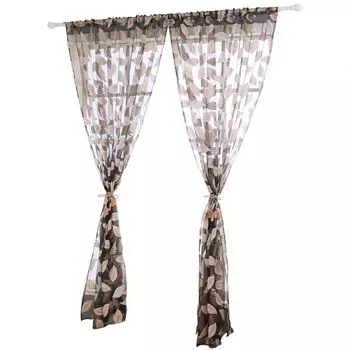 2 шт. Тюль в форме листа, занавеска для двери, окна, панель, прозрачная шаль, борода, подзоры для спальни, фиолетовый Stuttg, светло-коричневый