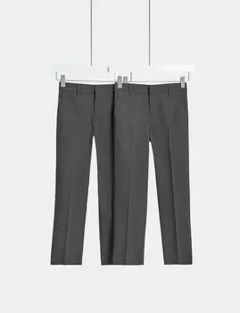 2 шт. узкие удлиненные школьные брюки для мальчиков (2–18 лет) Marks & Spencer, серый