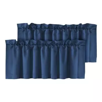 2 шт. затемняющие балдахины, утолщенные, однотонные, однотонные для кухни/ванной комнаты, мягкие шелковистые стильные украшения для окон-бежевые Stuttg, темно-синий