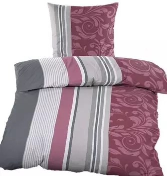 2 шт. Зимнее постельное белье Beaver, 135х200+80х80см, разноцветные завитки/полоски, 100% хлопок KH-Haushaltshandel