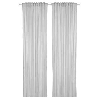 2 шторные панели, белые/светло-серые полосы, 120х300 см, BYMOTT IKEA