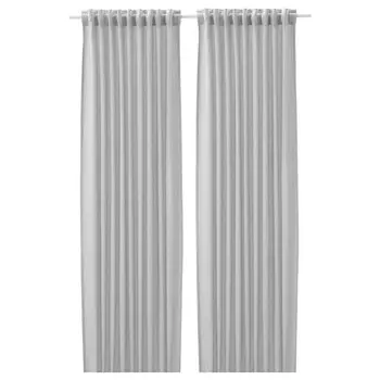 2 шторные панели, белый/серый, 145x300 см, FJDERMOTT IKEA