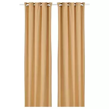 2 шторные панели, желтые, 145х300 см, MOALINA IKEA