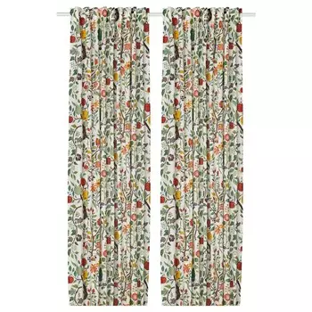2 шторных полотна, мультиколор, 145х300 см, VILDPERSILJA IKEA