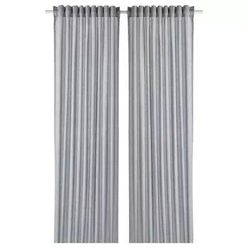 2 шторных полотна, сине-серые, 145х300 см, HANNALILL IKEA