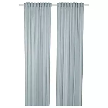 2 шторных полотна, светло-серо-бирюзовые, 145х250 см, HILJA IKEA