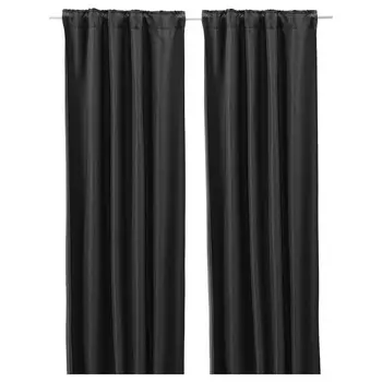 2 шторных полотна (затемненные), антрацит, 145х300 см, ANNAKAJSA IKEA
