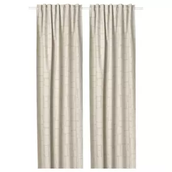 2 Шторных полотна (затемненные), бежевые, 145х300 см, LNNSTVMAL IKEA