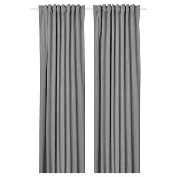 2 Шторных полотна (затемненные), серые, 135х300 см, ROSENMANDEL IKEA